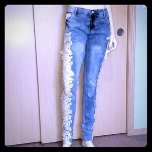 Crochet Lace Denim Jeggings